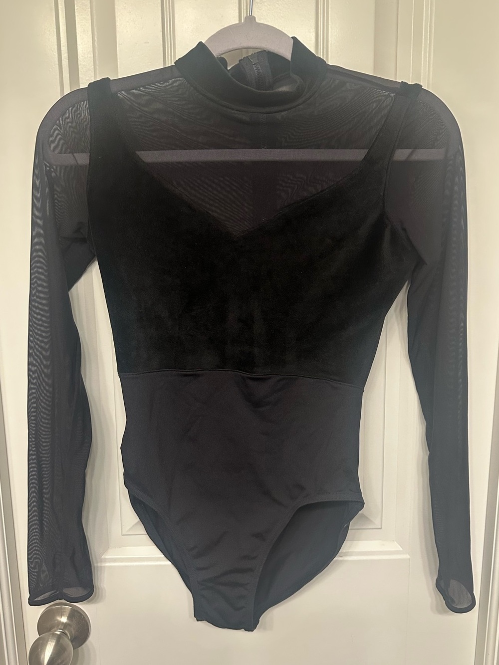 Mirella Black Sheer Long-Sleeve leotard